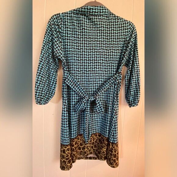 Cocomo Dress Women’s Medium Blue Multicolor Mini Stretch Multipattern Bohemian - Picture 2 of 5